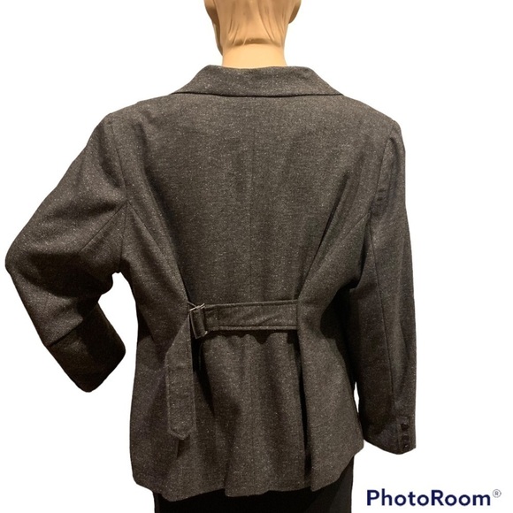 Igigi Gray Tweed Unstructured Jacket Plus Size 24 Lined Blazer Buttons Lapel NEW - Picture 2 of 14